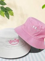 Pink and white bucket smile