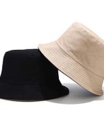 Plain black and beige reversible bucket hat 2