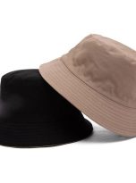 Plain black and beige reversible bucket hat 3