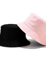 Plain black and pink reversible bucket hat 2