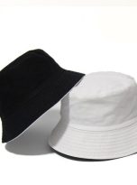 Plain black and white reversible bucket hat 2