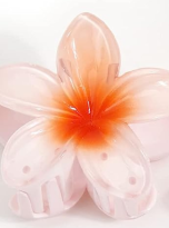 White and Orange plumeria clip