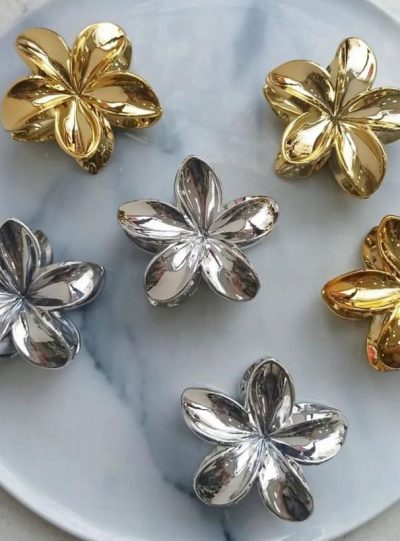 Silver and Gold Plumeria Clips